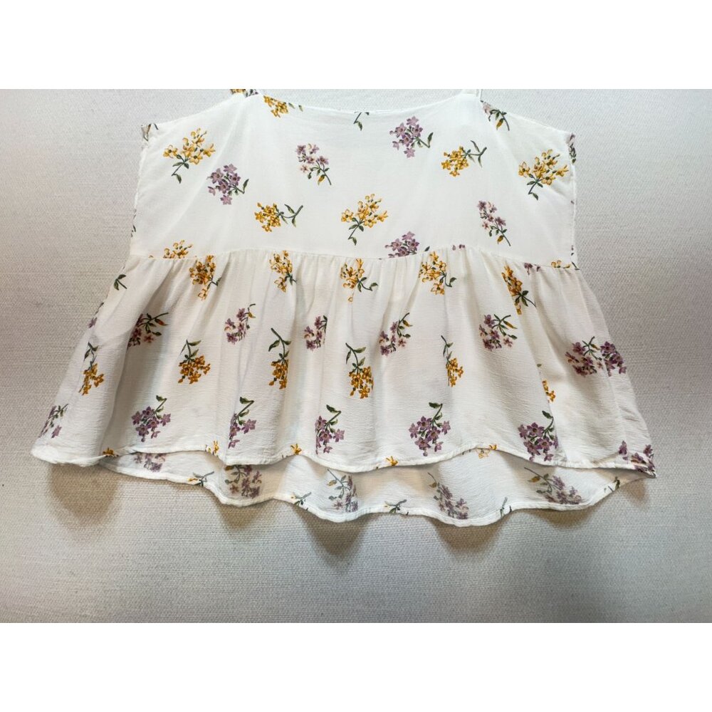 Hollister Co. Women's Cami Top Summer Size L White Floral Lightweight Sleeveless - Picture 6 of 8